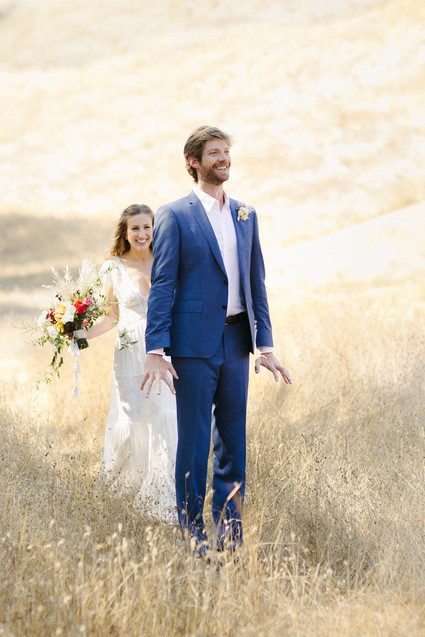beautifully rustic Anderson Valley wedding with a hippie bus and floral mandala
