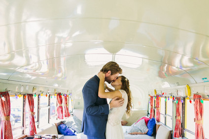 beautifully rustic Anderson Valley wedding with a hippie bus and floral mandala