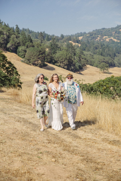 beautifully rustic Anderson Valley wedding with a hippie bus and floral mandala