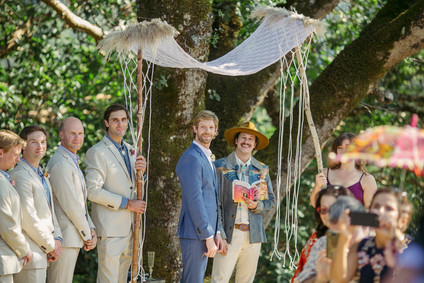 beautifully rustic Anderson Valley wedding with a hippie bus and floral mandala