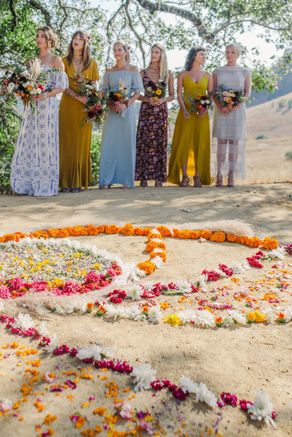 bridesmaids and floral mandala