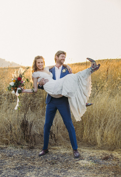 beautifully rustic Anderson Valley wedding with a hippie bus and floral mandala