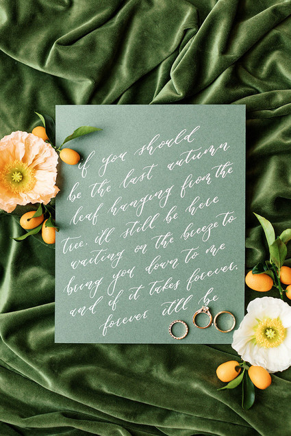 Emerald green wedding details from a Prospect House wedding in Texas