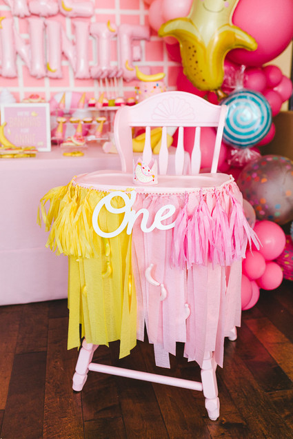 Pink and yellow Museum of Ice Cream themed first birthday party
