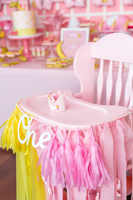 Pink and yellow Museum of Ice Cream themed first birthday party