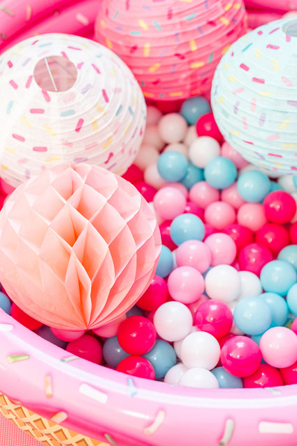 Pink and yellow Museum of Ice Cream themed first birthday party