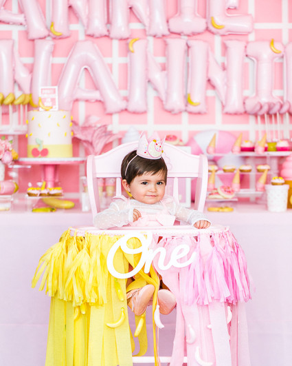 Pink and yellow Museum of Ice Cream themed first birthday party