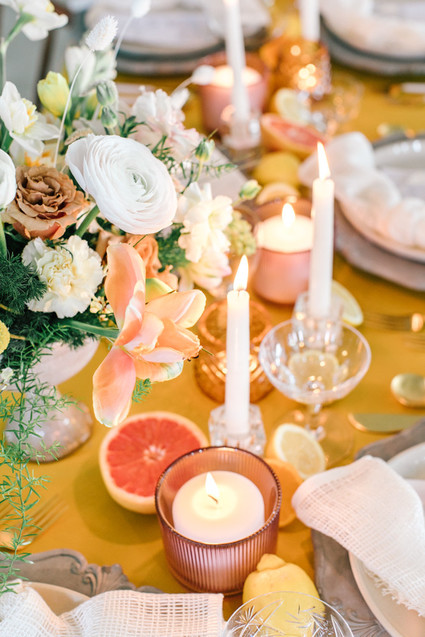 Marigold and grey modern tropical wedding ideas