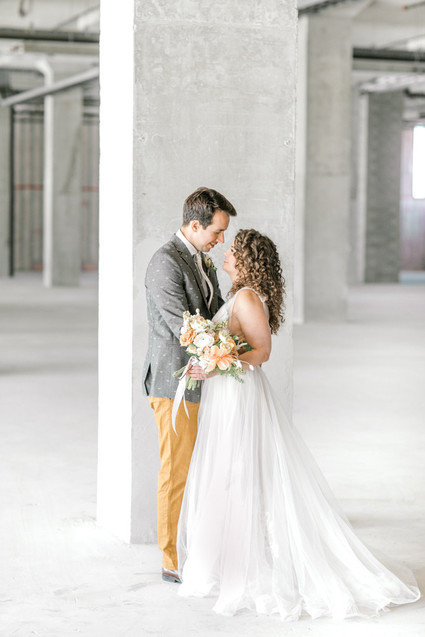 Marigold and grey modern tropical wedding ideas