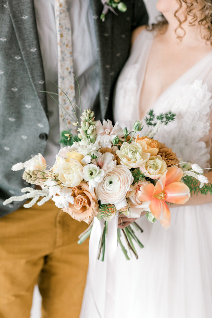 Marigold and grey modern tropical wedding ideas