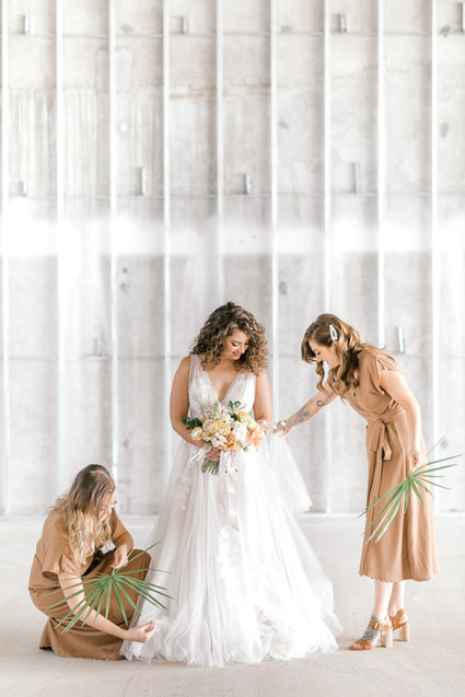 Marigold and grey modern tropical wedding ideas