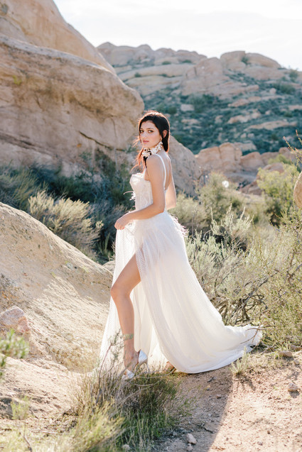 Boho bridal vibes at Vasquez Rocks