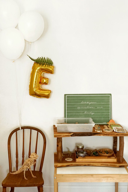 Natural dinosaur themed 3rd birthday