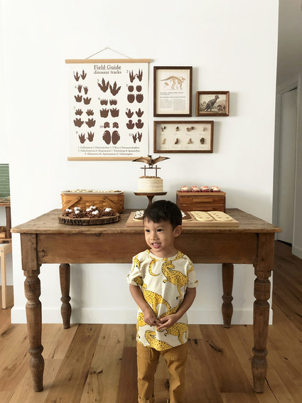 Natural dinosaur themed 3rd birthday
