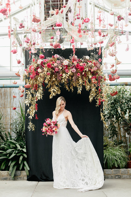 Modern floral pink and black wedding ideas