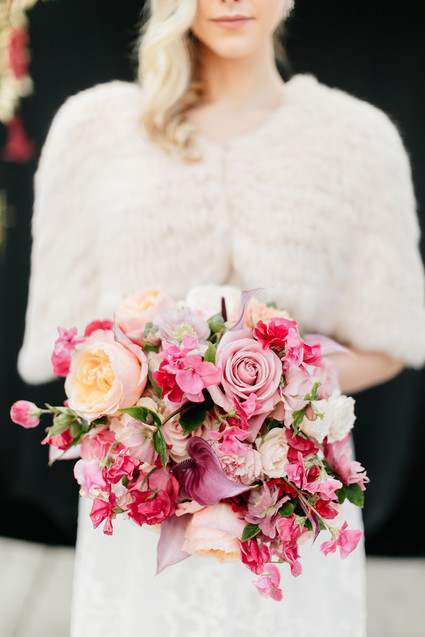 Modern floral pink and black wedding ideas