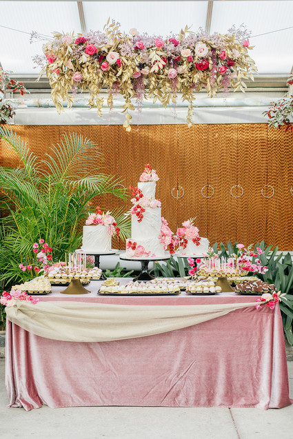 Modern floral pink and black wedding ideas