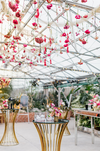 Modern floral pink and black wedding ideas