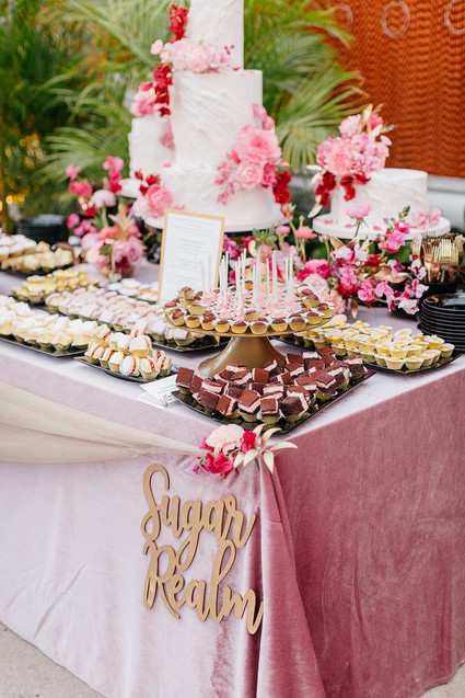 Modern floral pink and black wedding ideas
