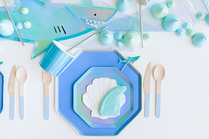Shark themed metallic boy's birthday party Inspiration