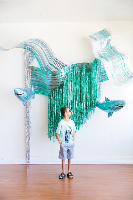 Shark themed metallic boy's birthday party Inspiration