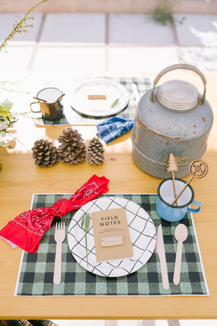 Camp-themed place settings
