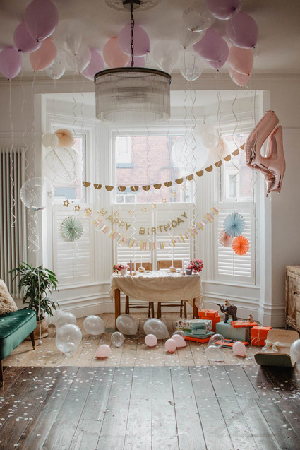4th birthday breakfast party at home for twin girls