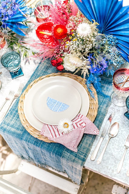 Red, white, and blue 4th of July party ideas with a boho, floral twist