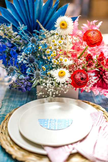 red, white and blue flowers for 4th of July