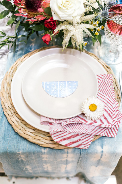 Red, white, and blue 4th of July party ideas with a boho, floral twist
