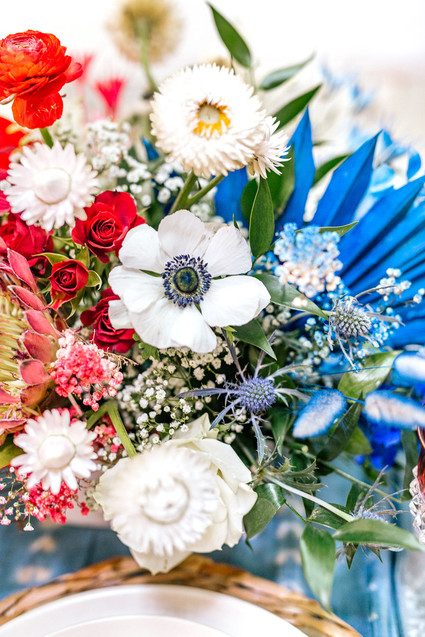 red, white and blue flowers for 4th of July