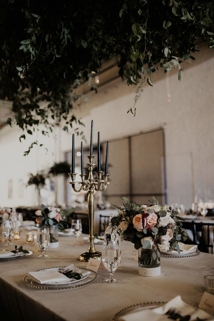 Gold and green tablescape
