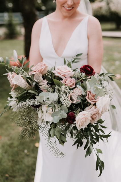 Green and white Maine barn wedding