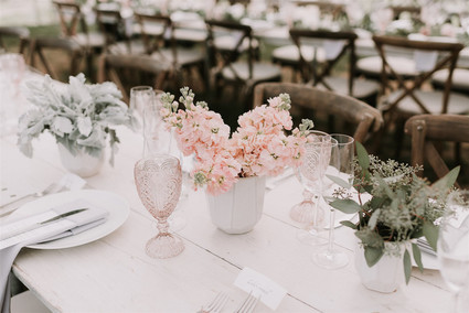 Green and white Maine barn wedding