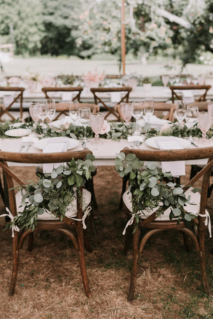 Green and white Maine barn wedding