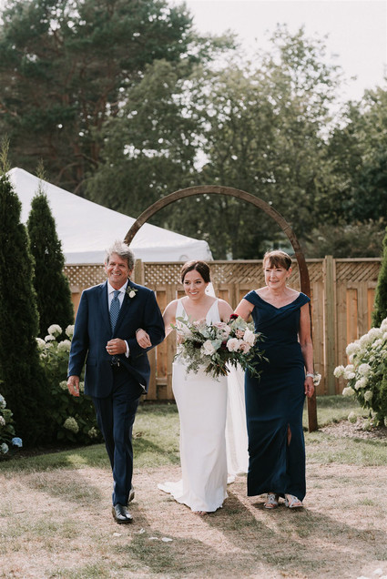 Green and white Maine barn wedding