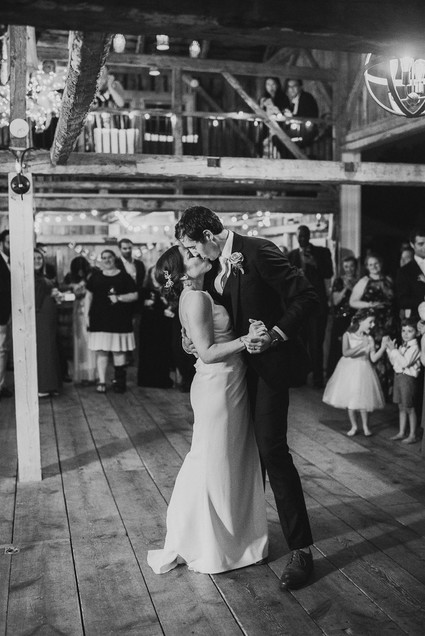 Green and white Maine barn wedding