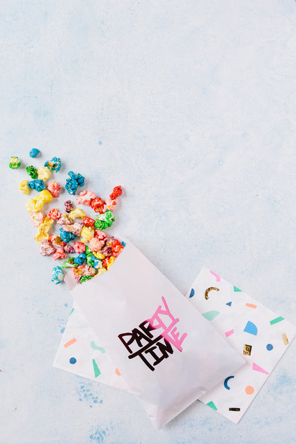 Colorful modern food fight 5th birthday party