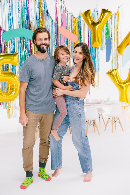 Colorful modern food fight 5th birthday party