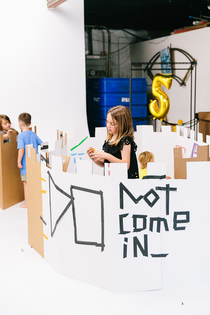 Colorful modern food fight 5th birthday party