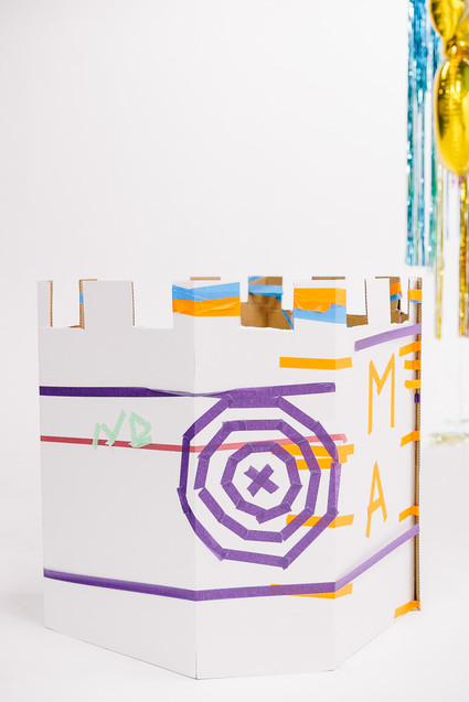 Colorful modern food fight 5th birthday party