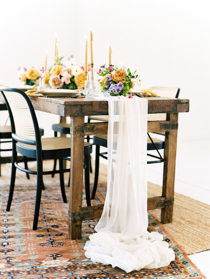 Black and yellow wedding tablescape