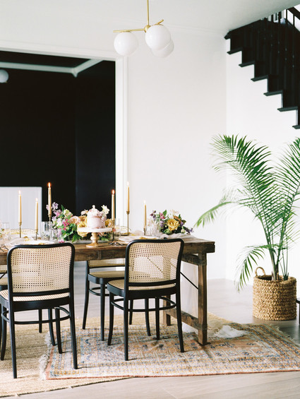 Black and yellow wedding tablescape