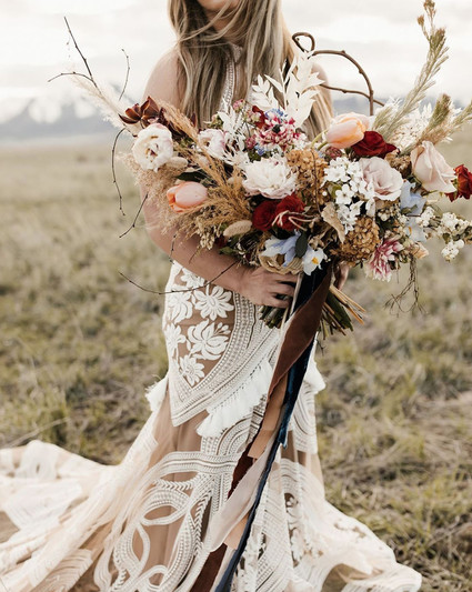 Dried flower bridal bouquet