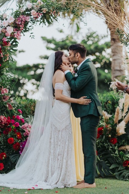 Tropical Bali wedding with floral reception