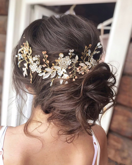 Bridal updo with accessory