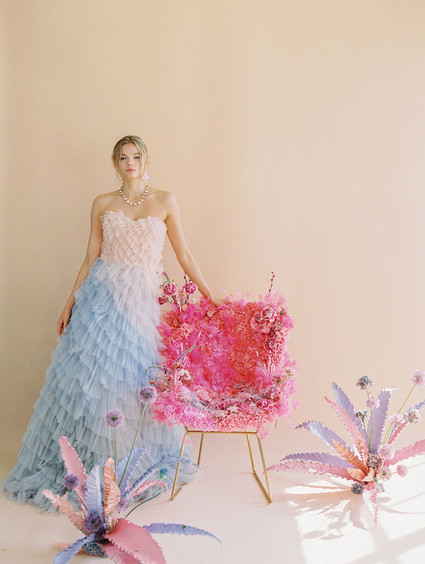 Ombre ruffle wedding dress