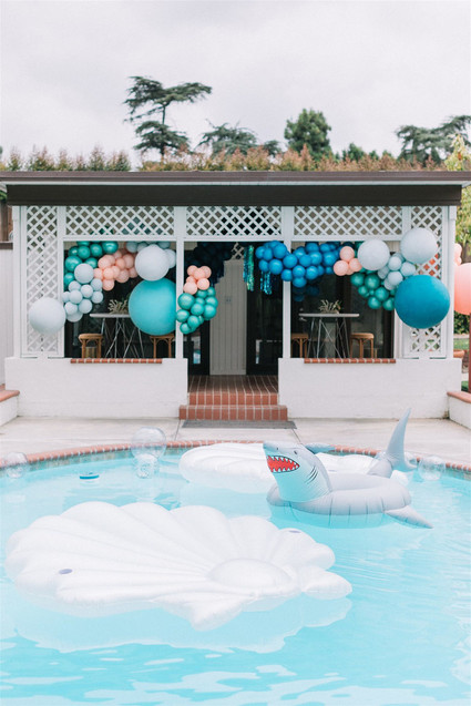 Pool party with balloons
