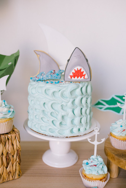 Shark themed birthday cake