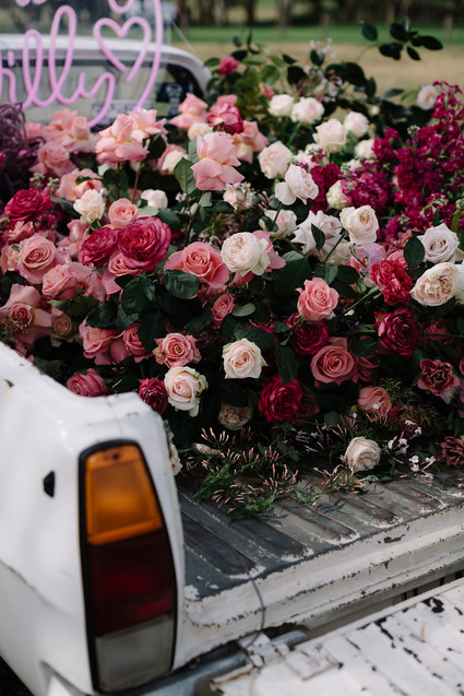 Truck of wedding flowers